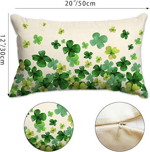 Miniatura 2 de JXZYGMD Fundas de almohada del Día de San Patricio de 12 x 20 pulgadas, decoración de trébol verde de la suerte, almohadas decorativas para sofá y