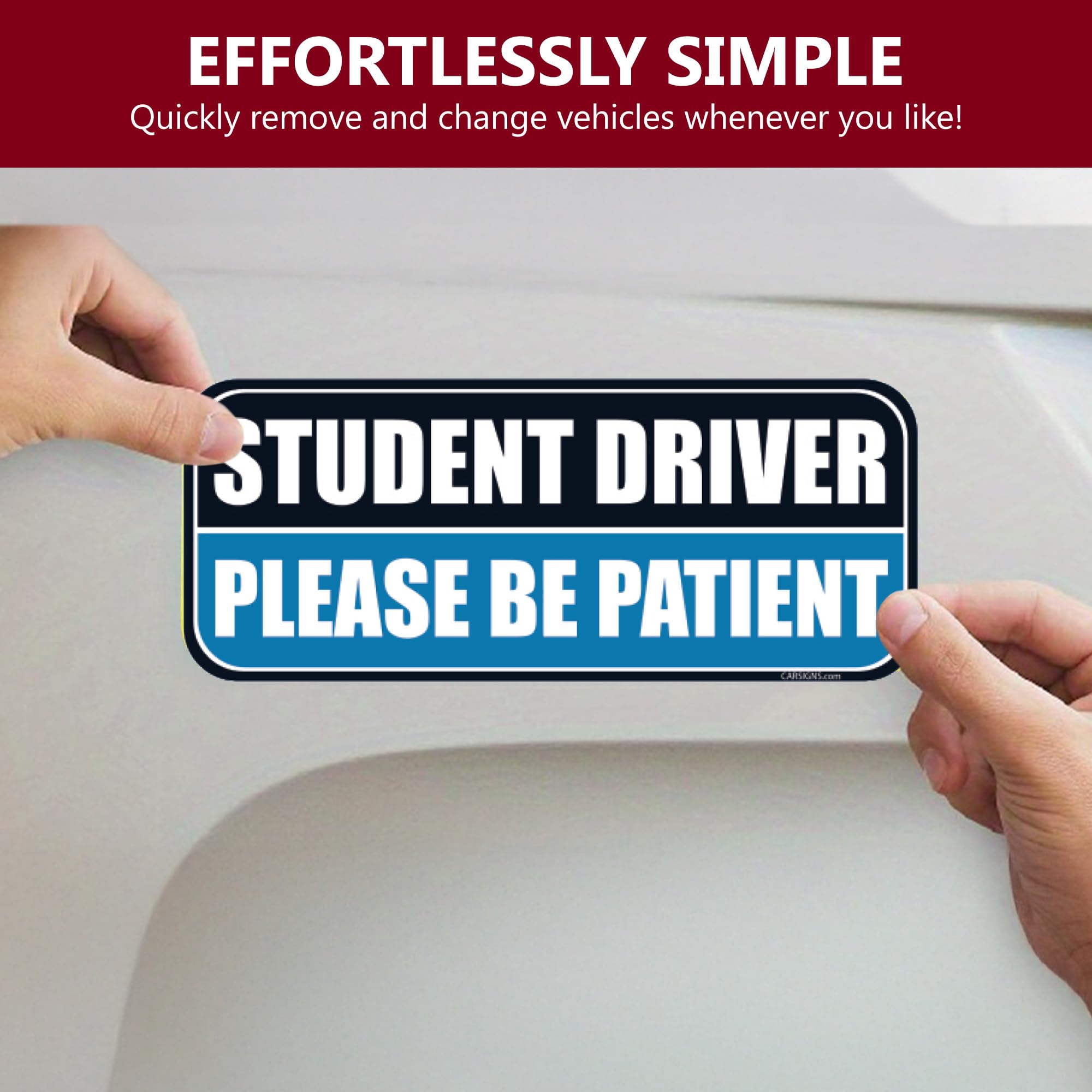 HTH Inc Naklejka dla ucznia kierowcy magnes do samochodu (czarno-niebieski) - wysoce odblaskowy magnes "Please Be Patient Student" Driver dla uczniów, znak bezpieczeństwa pojazdu dla uczniów (25 x 10