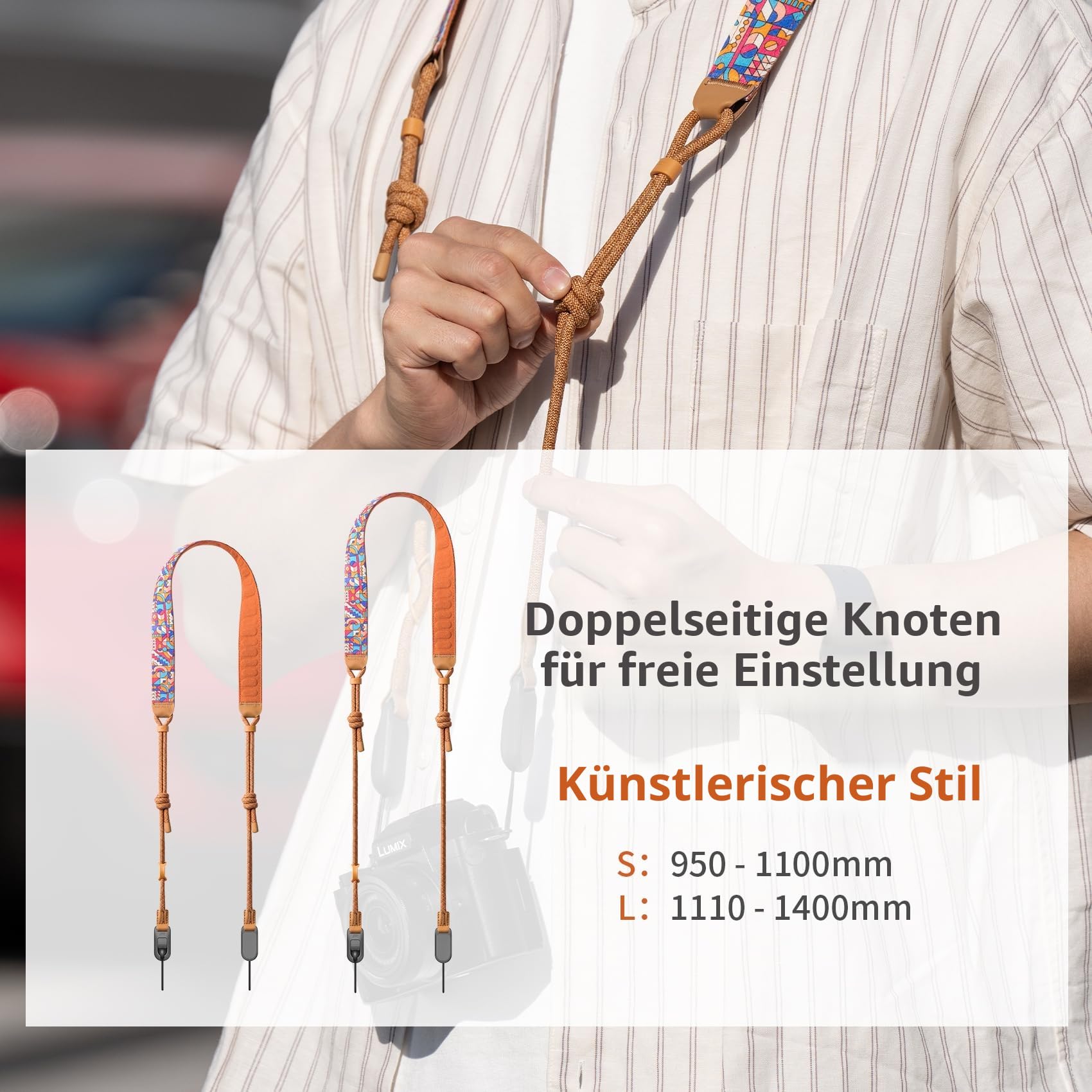 PGYTECH Künstlerischen Stil Kamera-Schultergurt Air, Kameragurt mit Schnellverschluss, verstellbarer 1100-1400 mm Kamera-Umhängegurt für Nikon/Canon/Sony Mirrorless-Kameras (Tribal Geometric) L