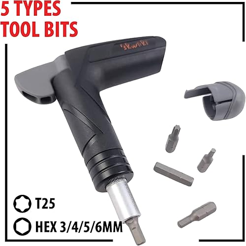 Miniatura 4 de Skwiki - Llave dinamométrica ajustable para bicicleta, 4, 5, 6 Nm, incluye brocas hexagonales de 3, 4, 0.197 in y 25 herramientas en T, herramienta