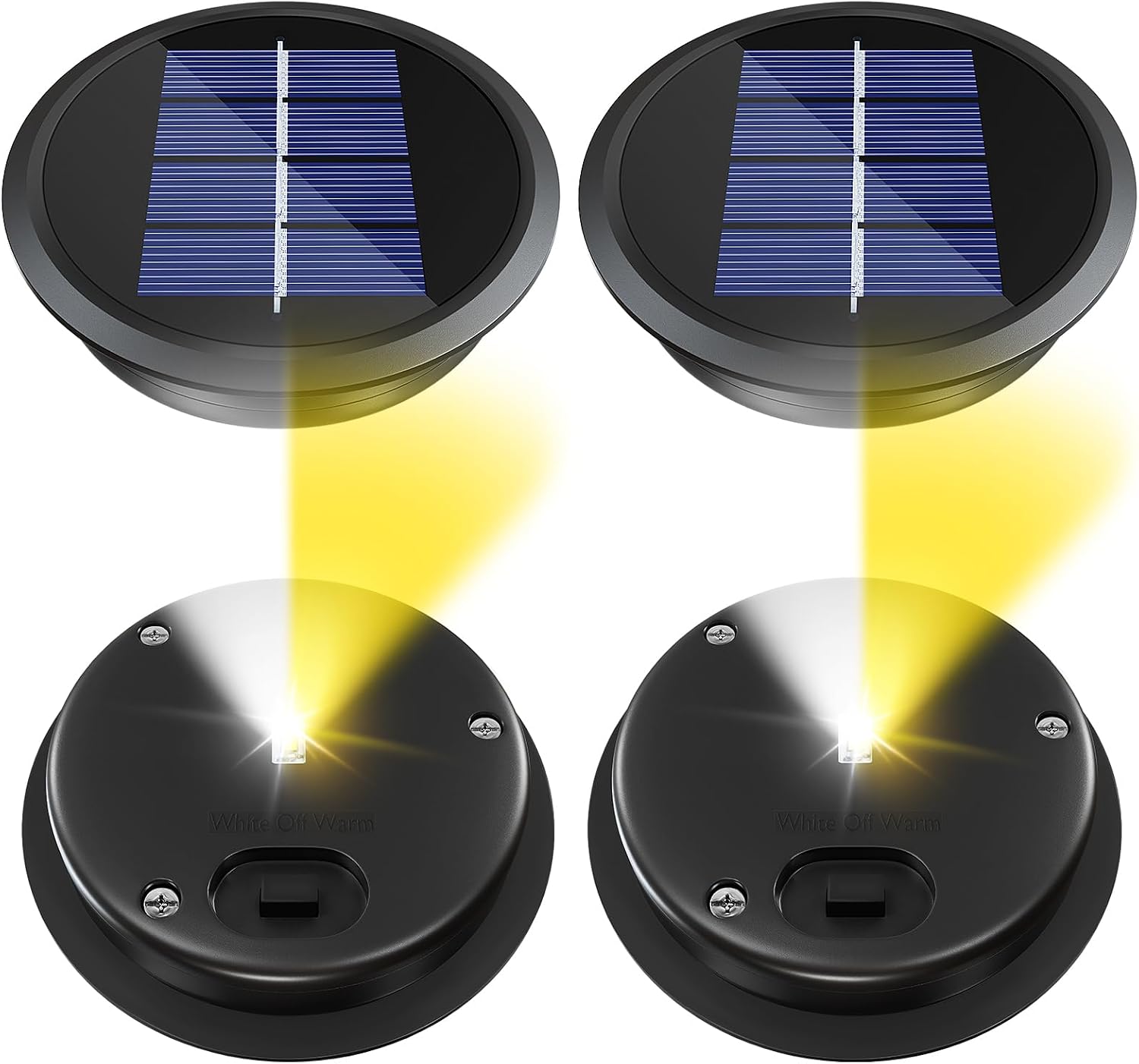 4 Pack Solar Light Replacement Top 3.35 Inch, 2 Lighting Modes for Garden