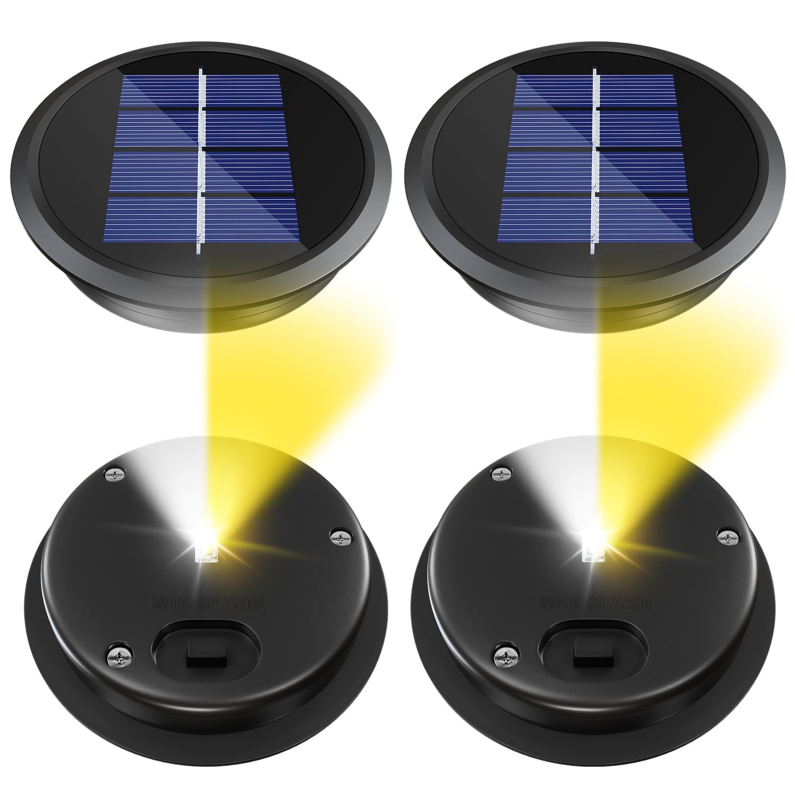 Upgrade Worn Lanterns with This 4-Pack Solar LED top, Waterproof and Sized for 3.23" Lower Openings, Perfect for Yards, Paths, and Garden Decor, in Black