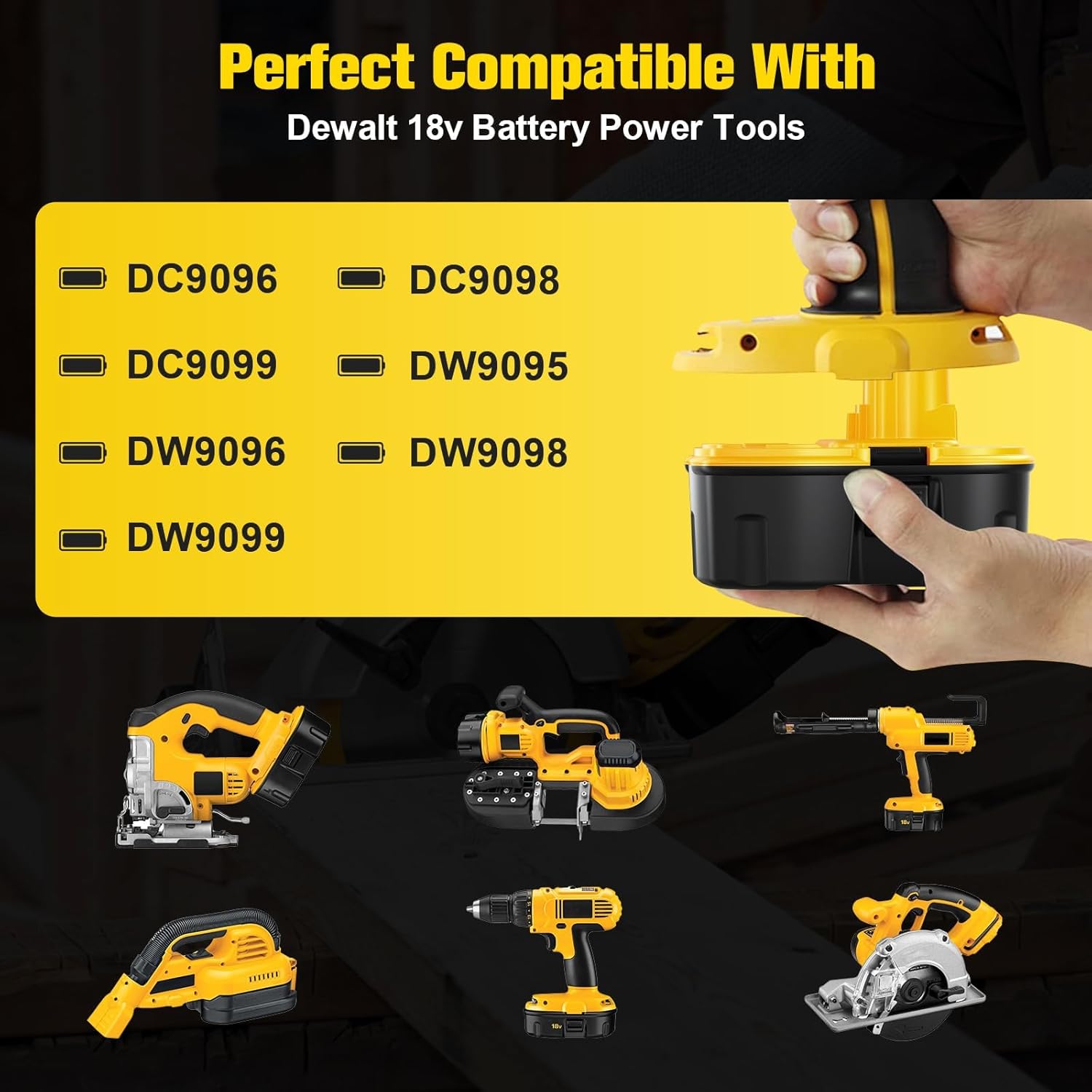 2Pack Upgraded 5000mAh Ni-MH Replacment for Dewalt 18V Battery Compatible with Dewalt 18 Volt Battery XRP DC9096 DC9098 DC9099 DW9098 DW9099 DW9096 DW9095 DE9039 DE9095 DE9096 DE9098 DE9503