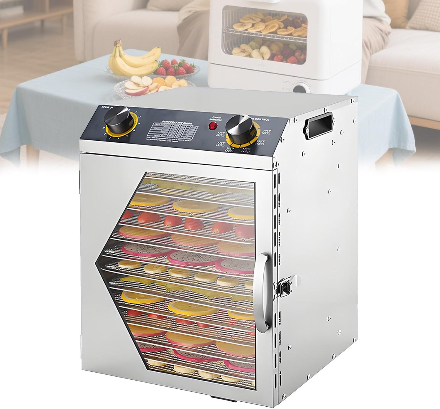 Fruit Dryer Meat Vegetables Stainless Steel Food Dehydrator Dehydrated Dryer with Temperature Control Commercial Drying Fruits Machine for Fish Vegetables Meat,12thfloor