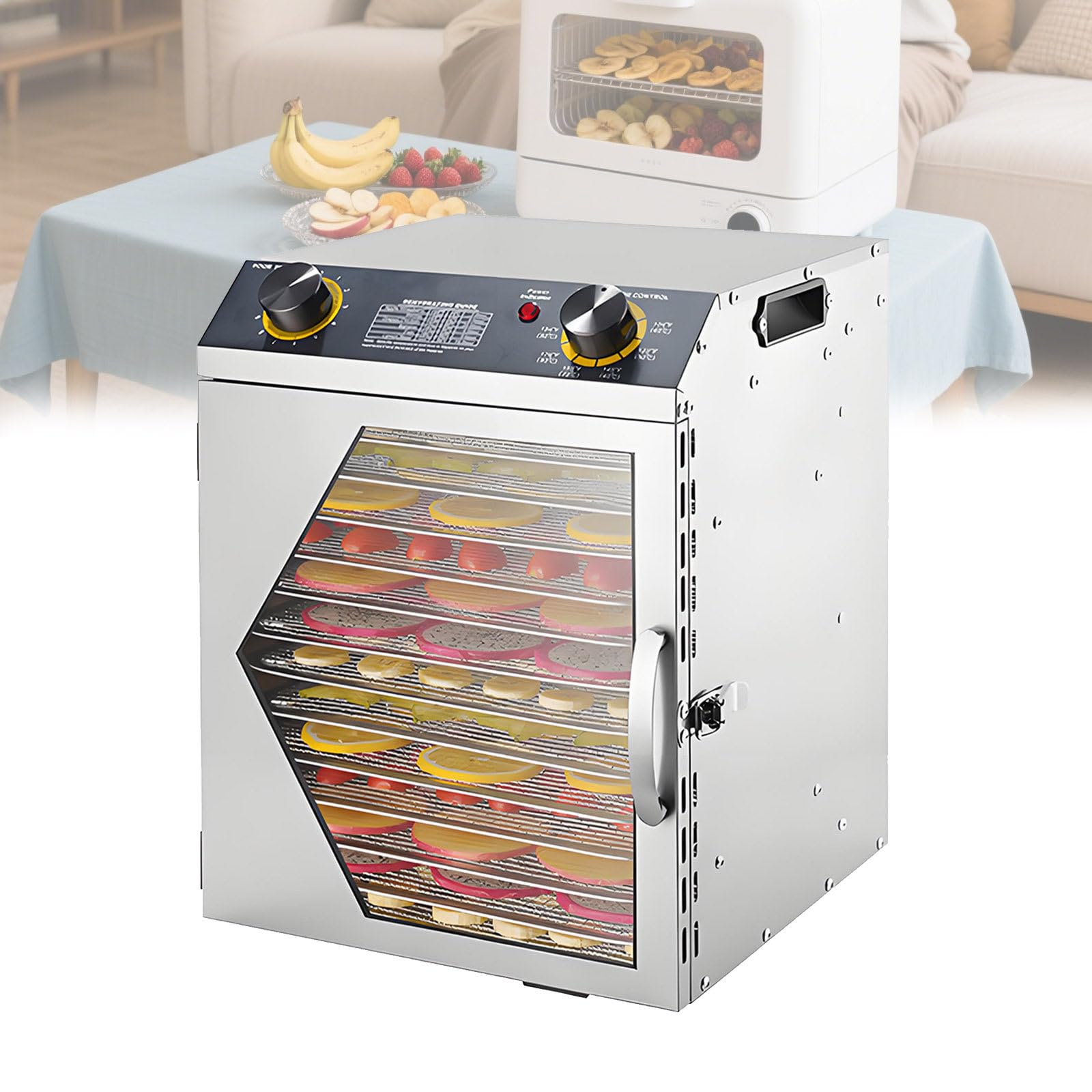 Secador De Frutas, Carne Y Verduras, Deshidratador De Alimentos De Acero Inoxidable con Control De Temperatura, Máquina Comercial De Secado De Frutas, Piso 12