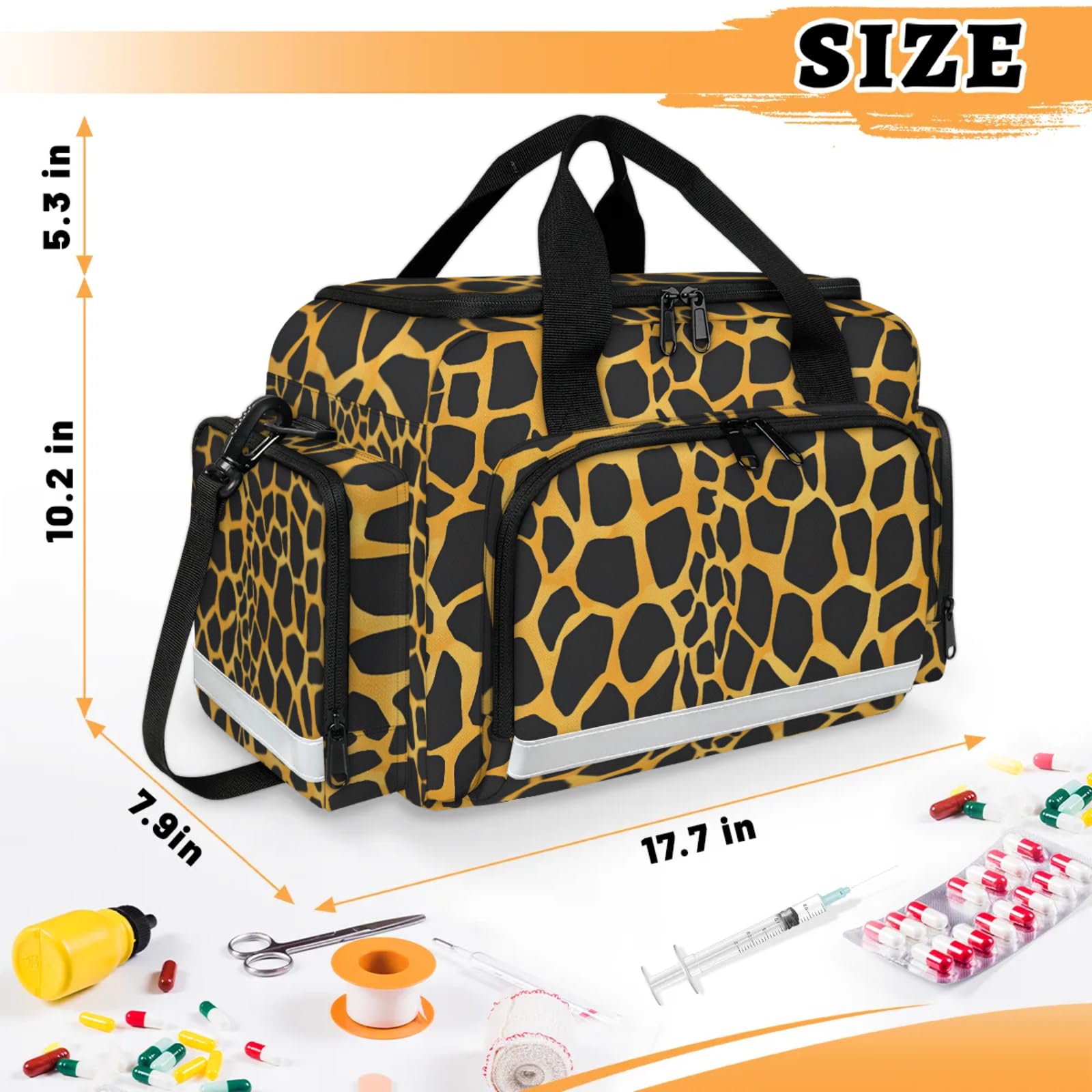 GzLeyigou First Aid Bags Empty, Abstract Leopard Print Emergency Bag First Aid Kit Multiple Compartment Kit Carrier On Call Trauma Bag For Paramedics Emergency Medical Supplies Kit