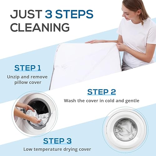 Miniatura 7 de Sasttie Almohada de cuña para dormir, almohada de espuma viscoelástica de 12 pulgadas para después de la cirugía, almohada hipoalergénica de cuña