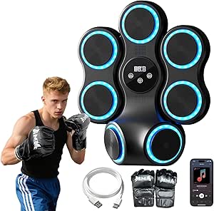 Music Boxing Machine for Adults and Kids Interactive Punching Trainer with Boxing Gloves