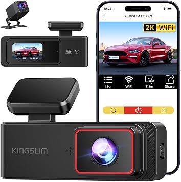 Wireless Dash Cam Front and Rear 2K, WiFi APP Dash Camera for Cars with 1.5 Screen, Mini Dashcam Front and Back Support G-Sensor/Time Lapse 2 Kinds Parking Monitor
