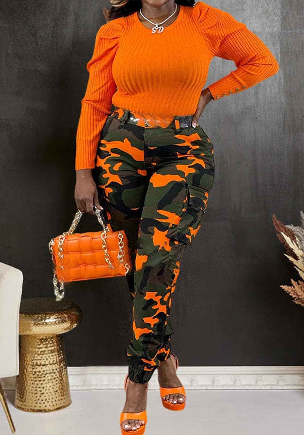 NRTHYE Women Camo Cargo Pants Camouflage Sweatpants Joggers Casual Army Fatigue Pants - Image 2
