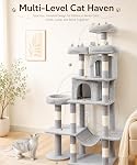Arbre de chat, lourd service pour le chat intérieur, 71 Grande tour de chat de pouce avec poste d'éraflure et perche supérieure, Hammock, Condo de gros chat pour les chats adultes Kittens, gris, PMT03GY