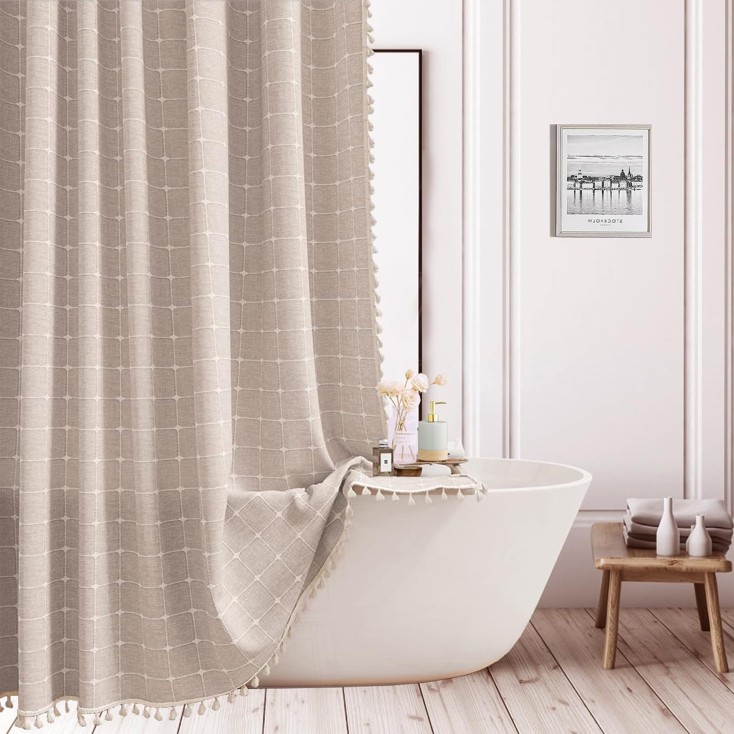 Colorigan Boho Farmhouse Shower Curtain 72x72 Inches