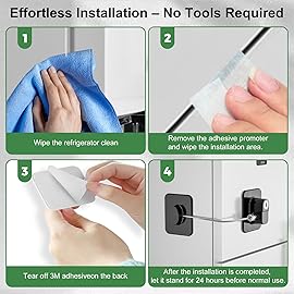 KIZZHISI Fridge Lock (4 Pack),Refrigerator Lock with Keys,for Fridge, Cabinet Locks, Drawers, Dishwasher, Toilet and Child Safety Cabinet Locks, 3M Adhesive No Drilling (Black 4pcs)
