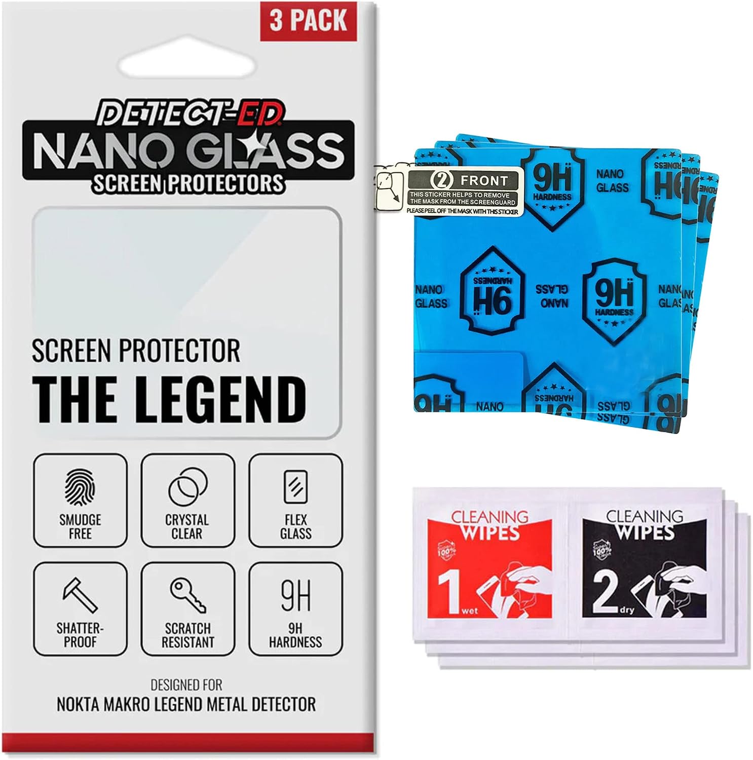 Nano Glass Screen Protector for the Nokta Legend Metal Detector 3 Pack