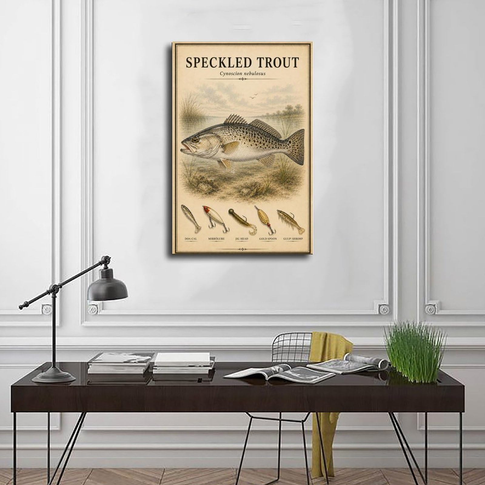 WRTYVE Poster su tela con pesca alla trota maculata per dormitorio, decorazione regalo