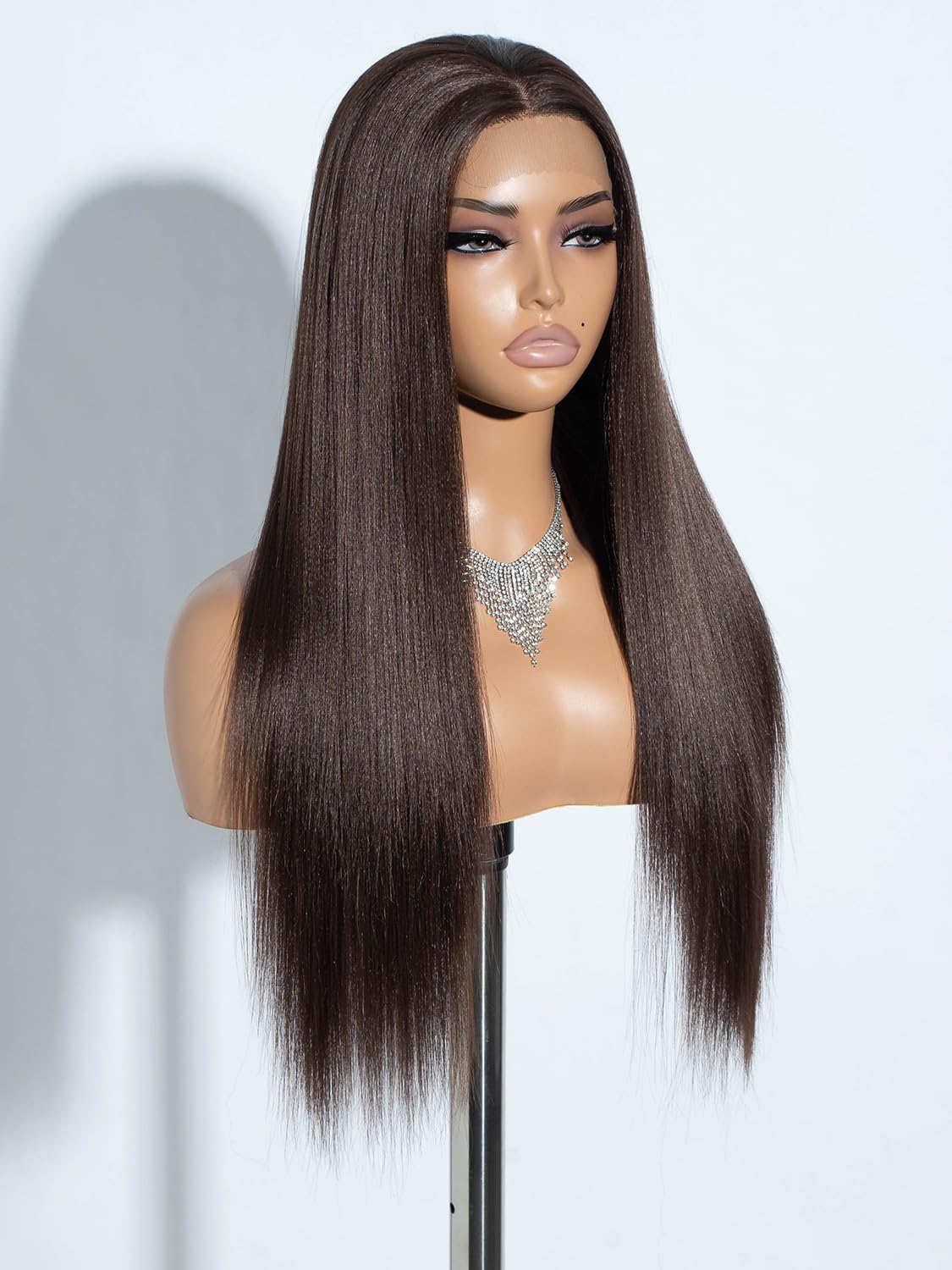 Joedir 13x4x4 Lace Frontal Wig Long Straight Free Parting Silk Base Lace Wigs 26 Inches Straight Wig Synthetic Lace Front Wigs for Women Daily Party Wear - Image 2