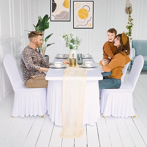 Miniatura 2 de White Chair Covers White Spandex Chair Cover 6 PC Chair Slipcovers Chair Covers Party Banquet Chair Covers Slipcover Long Back Spandex Chair Cover