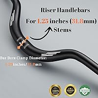 Vista 4 de Moutain - Manillares elevadores de bicicleta de 1.252 in, extra largo, 28.346 in, 30.709 in, aleación de aluminio, 2.362 in (rojo negro)