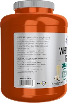 NOW Foods Sports Nutrition, Whey Protein Isolate, 25 g With BCAAs, Creamy Vanilla Powder, 5-Pound