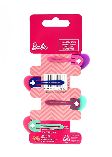 Foto 2 de 8 de Joy Toy Barbie - Juego de 4 pinzas para el pelo (5 x 15 cm)