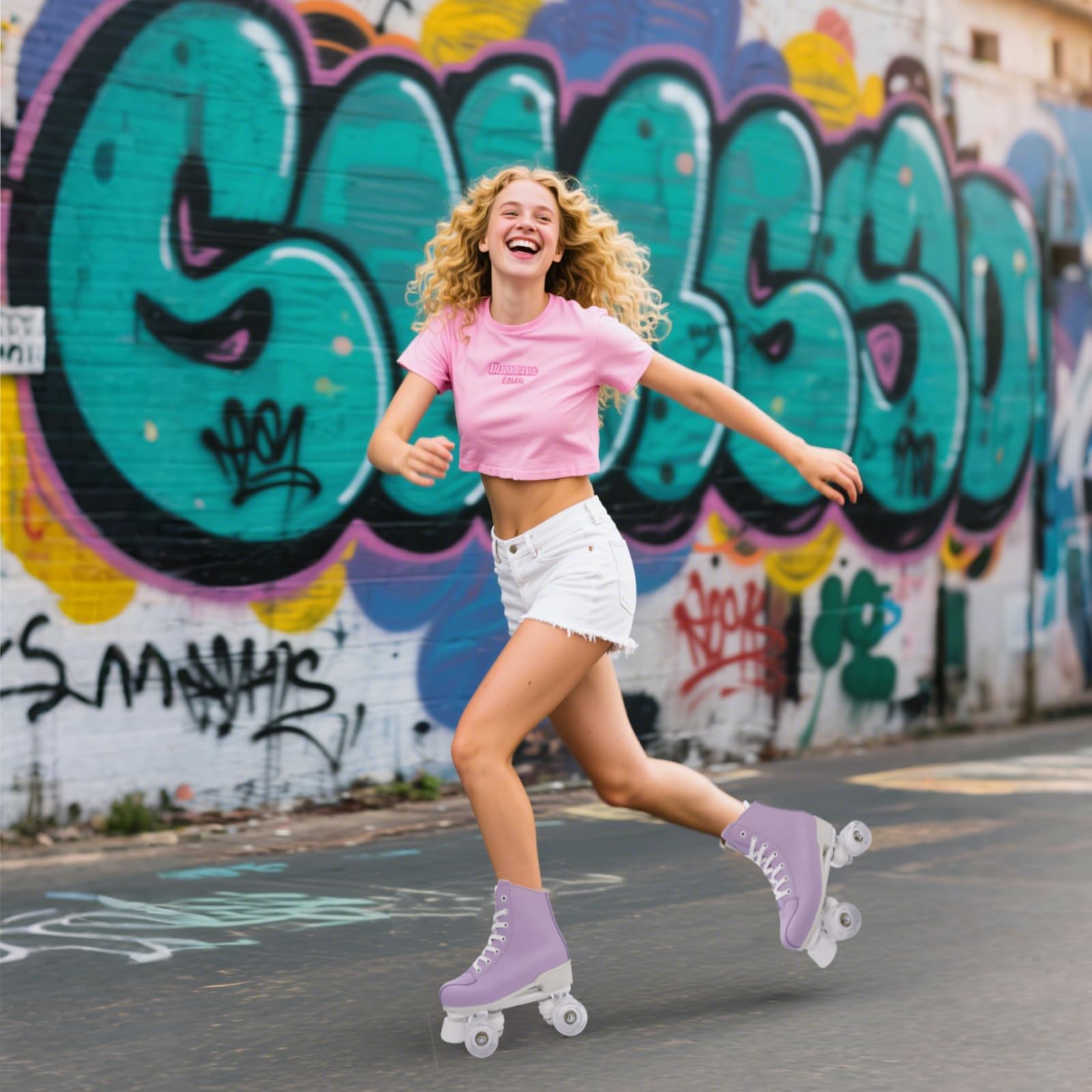 XUDREZ Patines de ruedas para mujeres y niñas, patines Derby para adultos, color verde menta, patines de cuatro ruedas para principiantes, al aire libre e interiores