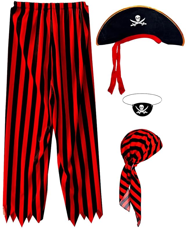 Mprocen Mens Pirate Costume Adult Outfit Set Pirate Pants Headpiece Accessories Man Medieval Renaissance Themed Cosplay