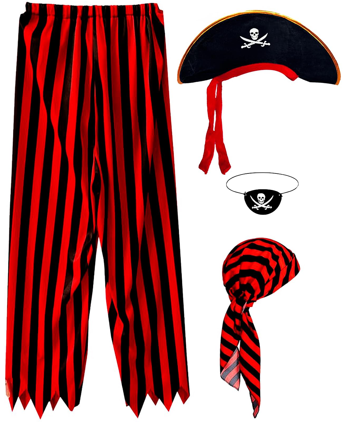 Mprocen Mens Pirate Costume Adult Outfit Set Pirate Pants Headpiece Accessories Man Medieval Renaissance Themed Cosplay