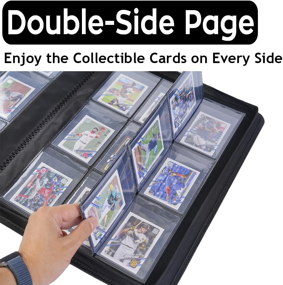 Semi Rigid Card Holder Binder, Premium Card Saver 1 Binder with Sleeves for Trading Cards & Sports Cards Storage - Holds 540 Semi Rigid Card Holders for Grading（Classic Black）