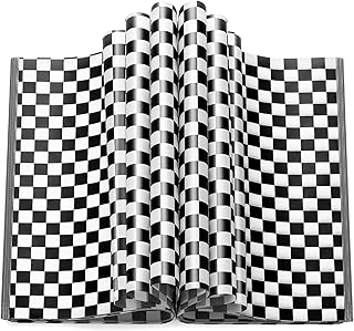 100 Pcs Black & White Checkered Wax Paper Sheets for Food, Wax Paper for Food Sandwich Wrap Paper Deli Wraps, Waterproof O...