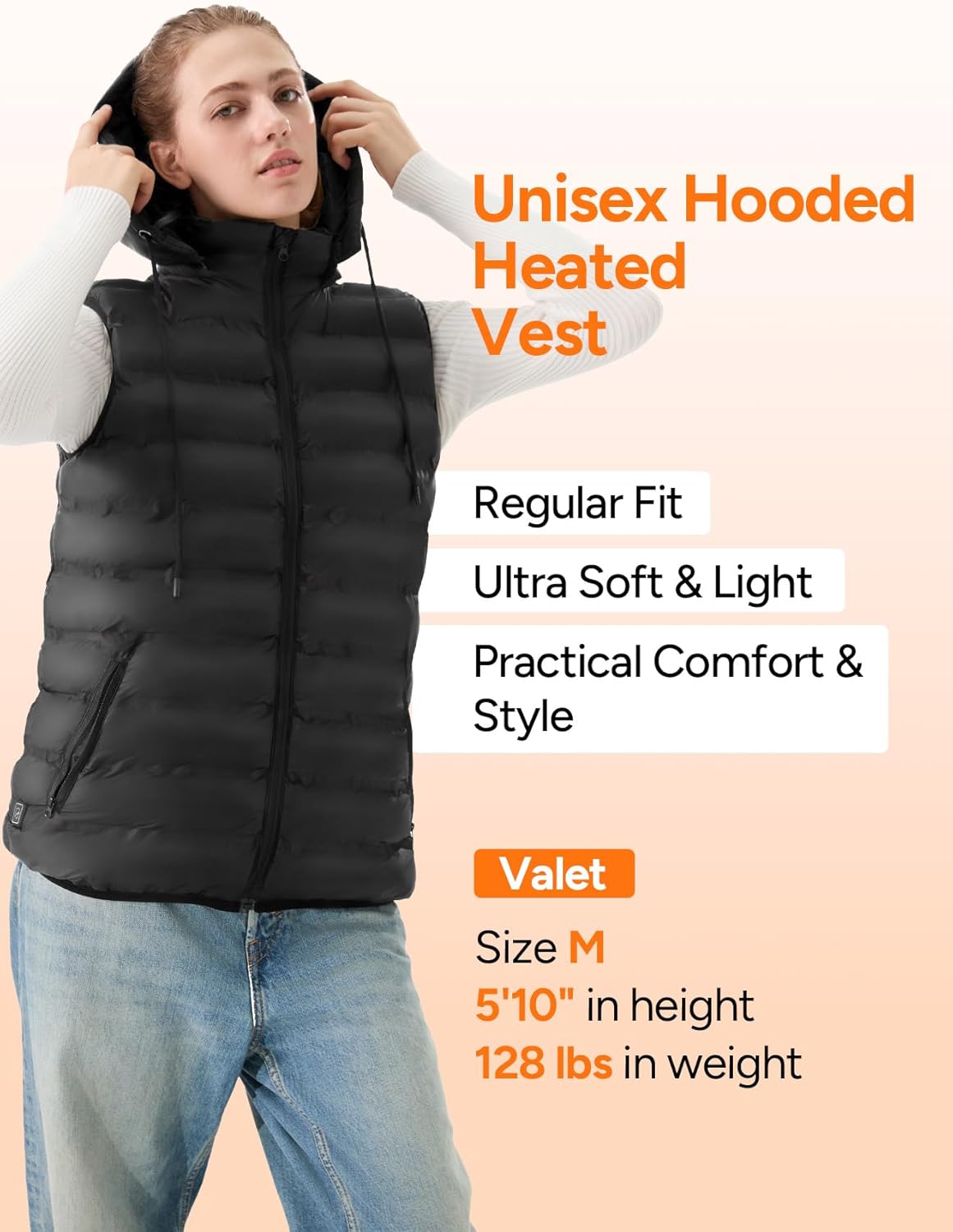 DR.PREPARE Women's Heated Vest with Battery Pack Included, Lightweight Electric Warming Hooded Heating Clothing - Image 6