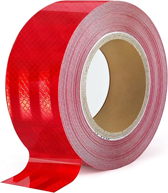 XFXIA Reflective Tape Waterproof, 2"X33ft Reflective Warning Sticker High intensity self-adhesive Safety Tape for Vehicles Car Trailers Night, Reflector Tapes for Road Facilities Safety Reminder (Red)