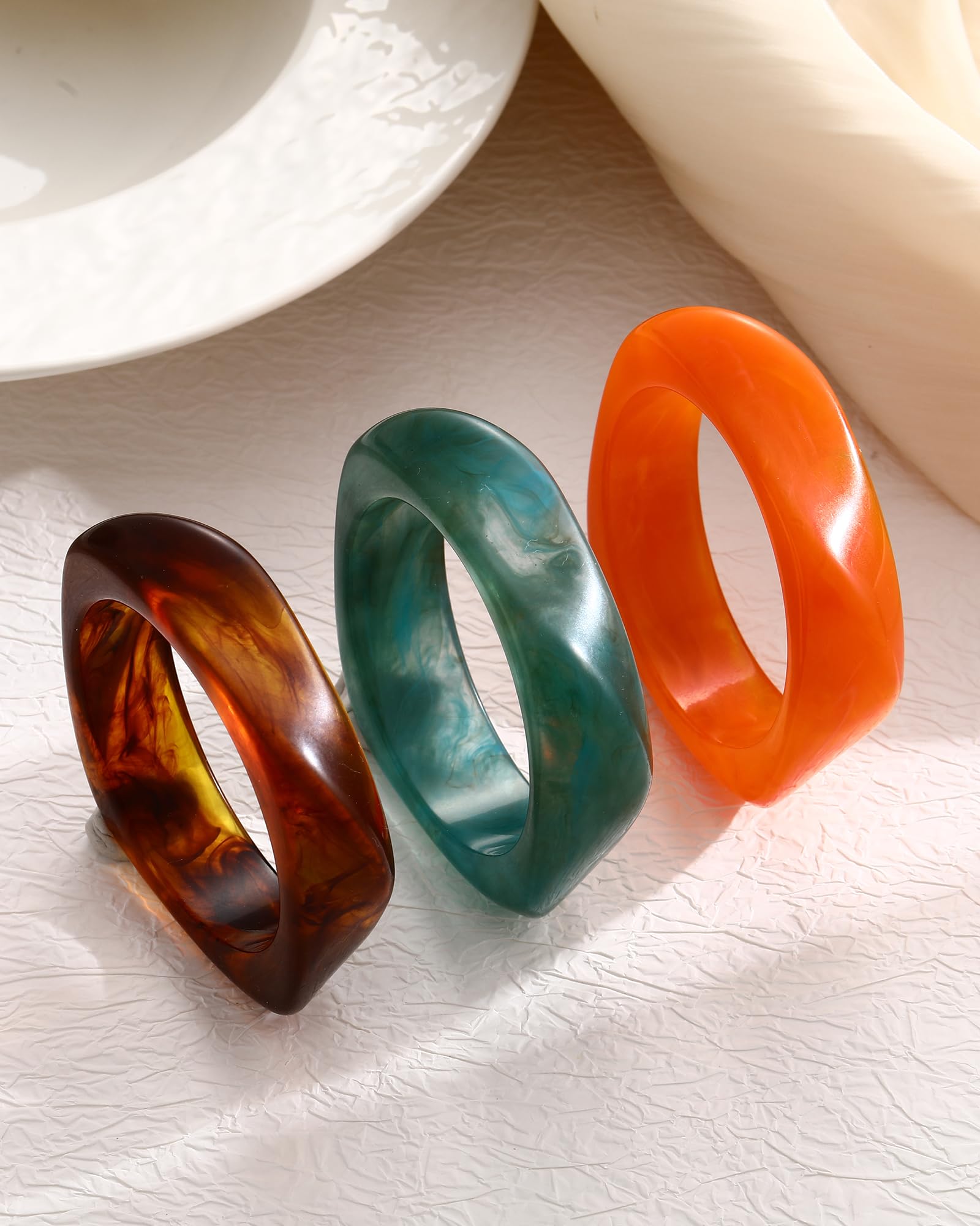 ÌF ME Acrylic Bangles Bracelets for Women, Maillard Vintage Acrylic Resin Chunky Bangles Bracelets Fashions Thick Statement bangle Set view 5