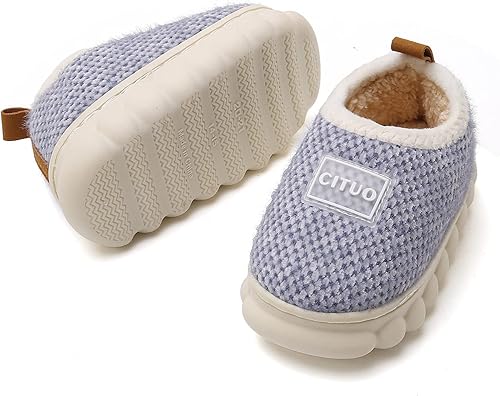 Miniatura 4 de WILLFUN Pantuflas de forro polar unisex para niños y niñas, zapatos cálidos de invierno para interiores y exteriores para niños pequeños