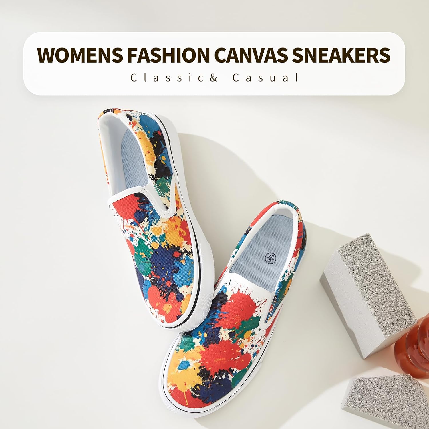 Women's Canvas Slip On Sneakers Non Slip Loafers image 4