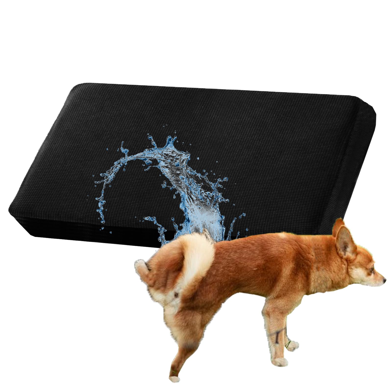SYLC Waterproof Sofa Cushion Cover, Stretch Sofa Seat Cushion Covers Couch Cushion Covers Replacement for Living Room/Patio/Garden Rattan/Outdoor (Black,4 Seater)