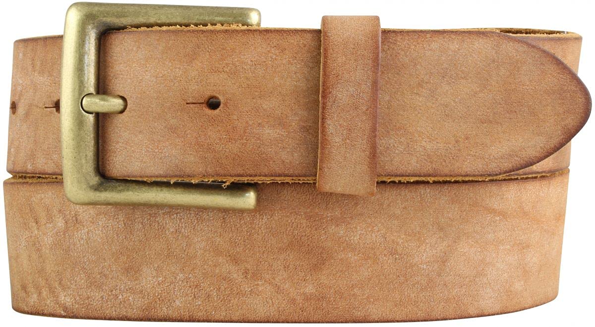 BELTINGER Gürtel mit altmessing Gürtelschnalle aus weichem Vollrindleder 4 cm | Jeans-Gürtel 40mm | Ledergürtel Vintage-Look