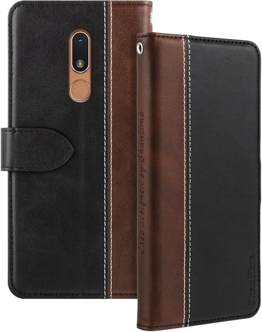 Leather Flip Case Compatible with Nokia C3 Case with Card Holder RFID Blocking Magnetic Kickstand Slim Fit Business Protective Cover(Black)
