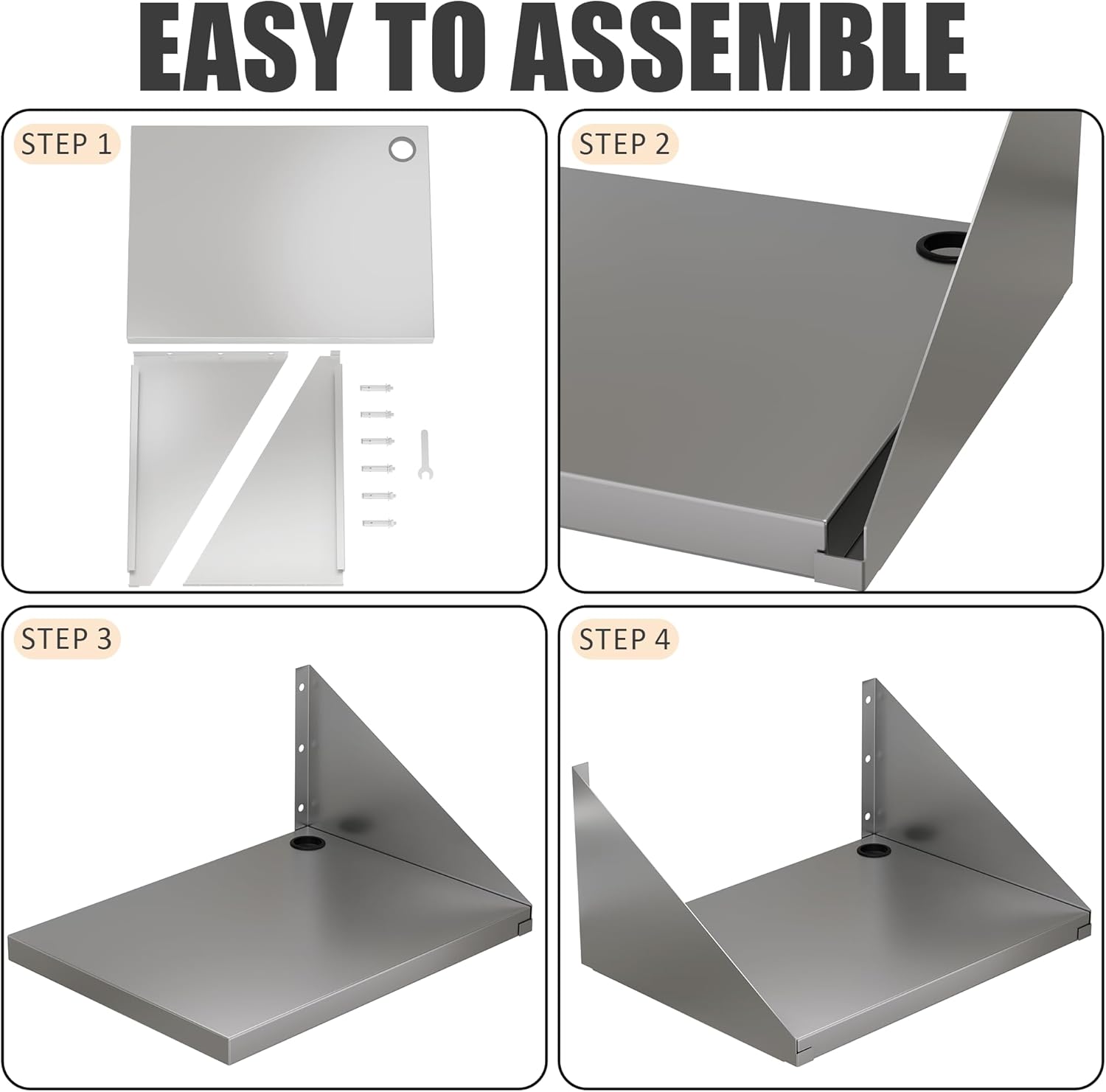 18"x24" Stainless Steel Microwave Shelf, 200 LB Heavy Duty Metal Wall Mount Floating Shelving,Commercial Microwave Rack for Kitchen, Restaurant, Bar, Home, Hotel and Office