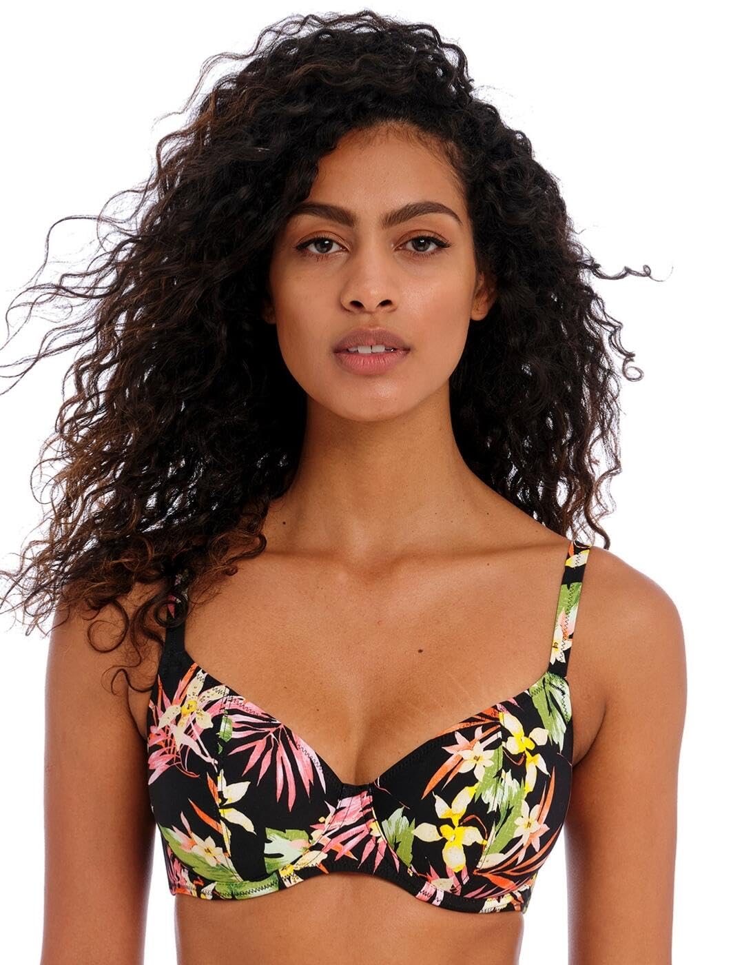 Savanna Sunset Plunge Bikini Top Multicoloured Black 30E