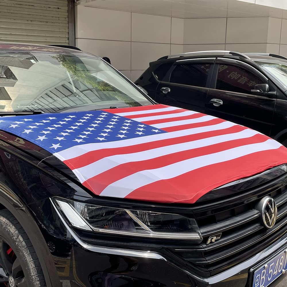 Car Flag Hood Cover for American National Flag - 2026 FIFA World Cup Vehicles Decorate Accessories Fits Coupe, Saloon, SUV, MPV, 4 Ft x 5 Ft