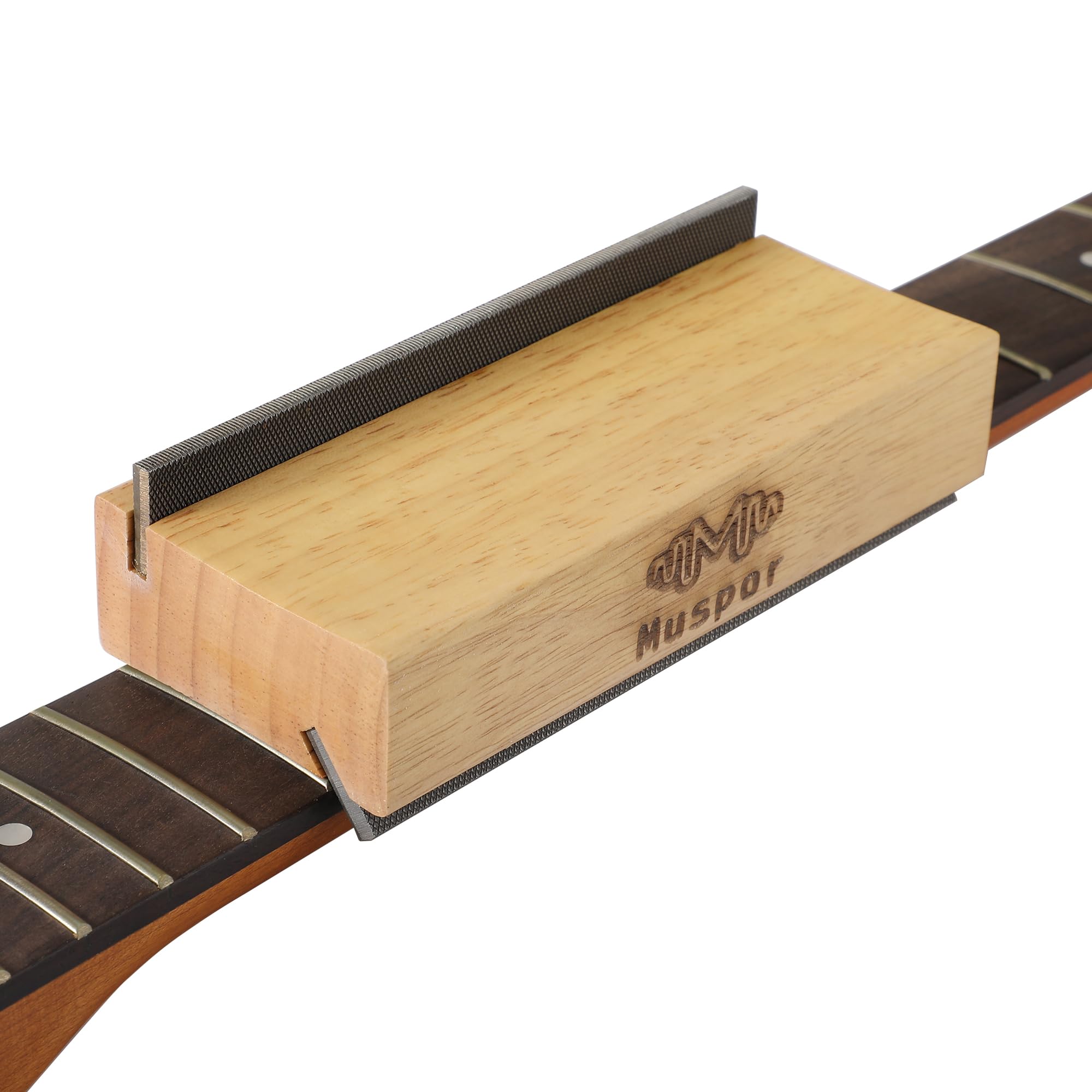 Lima de bisel 2 en 1 para trastes de guitarra de madera de olivo, ángulos de 35° y 90°, lima de bisel de doble propósito (radio de 16 pulgadas)