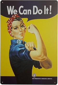 ERLOOD Pin-up Girl We Can Do It Metal Retro Wall Decor Vintage Tin Signs 12" X 8" Inches