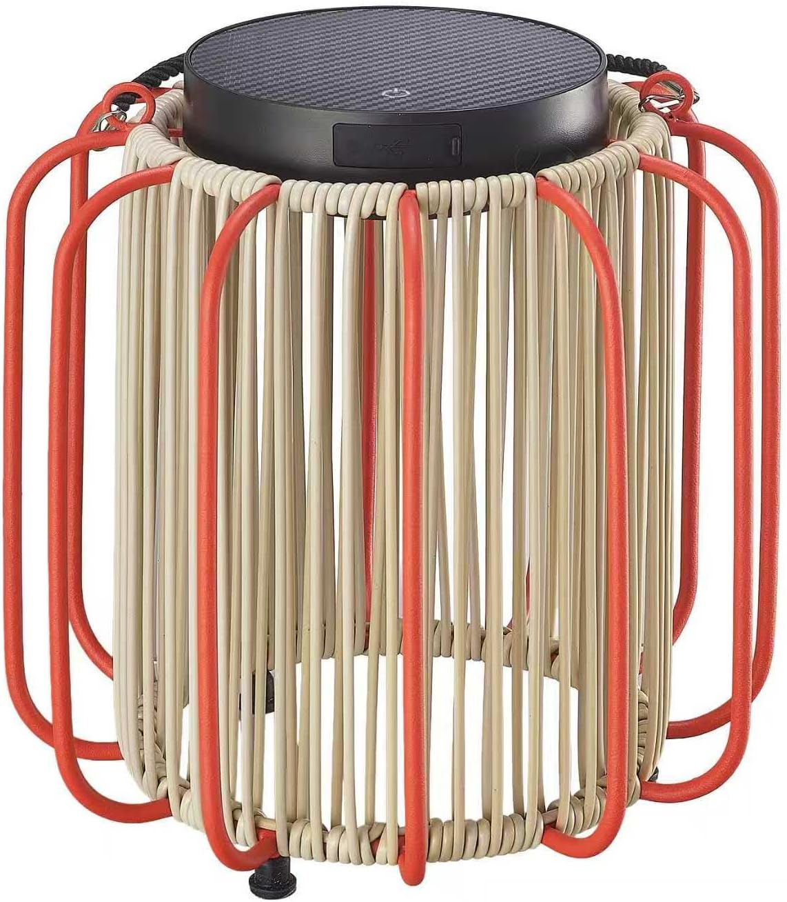 Solar Lanterns Outdoor Waterproof IP54, Handwoven Wicker Outdoor Table Lamps Portable Rechargeable with 30H+ Runtime, Dual USB-C/Solar Charging Hanging Lantern, 3 Brightness Levels