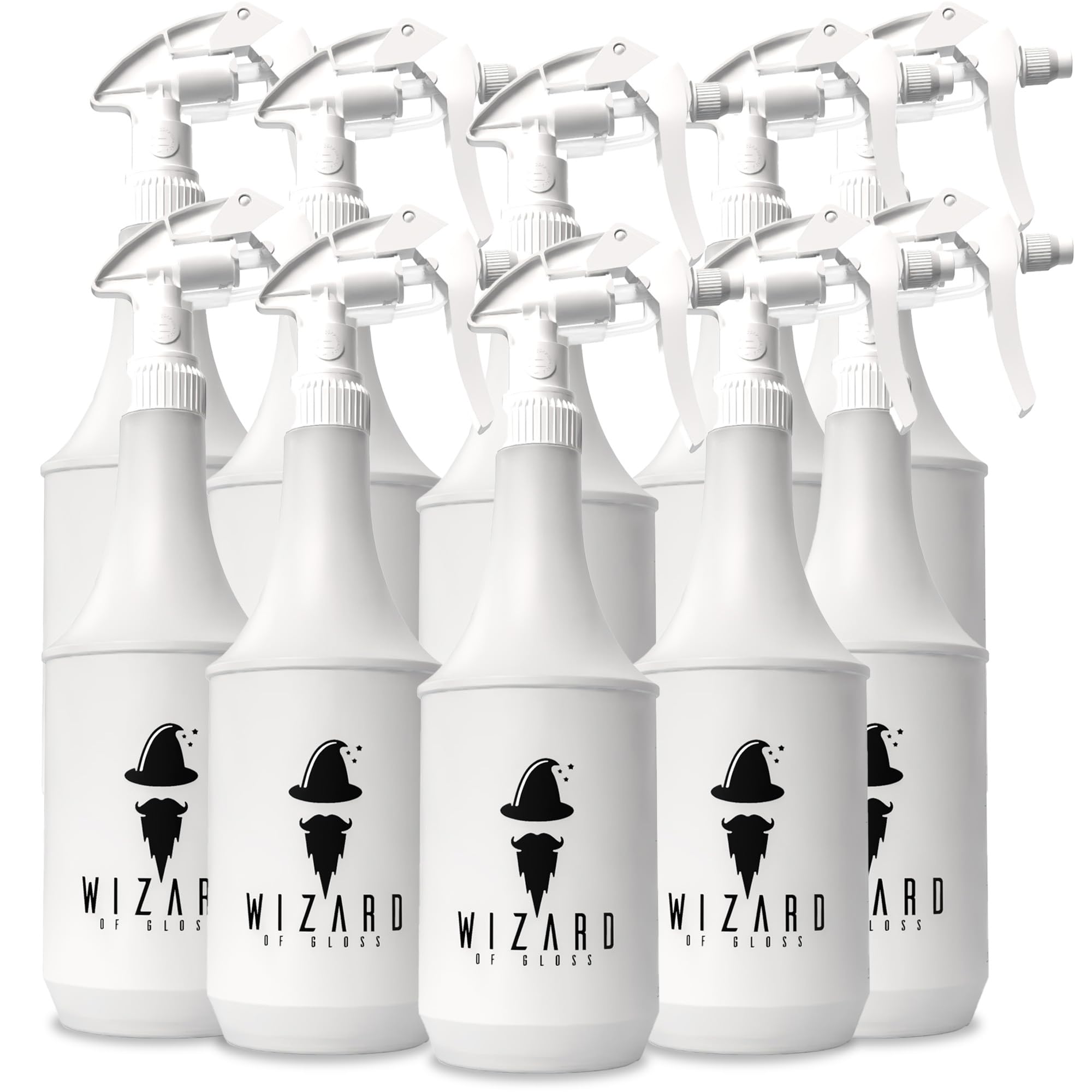 Lot de 10 flacons pulvérisateurs de 1 l à remplir | Résistant aux produits chimiques avec tête de pulvérisation Canyon de qualité supérieure et échelle | Convient pour les détergents