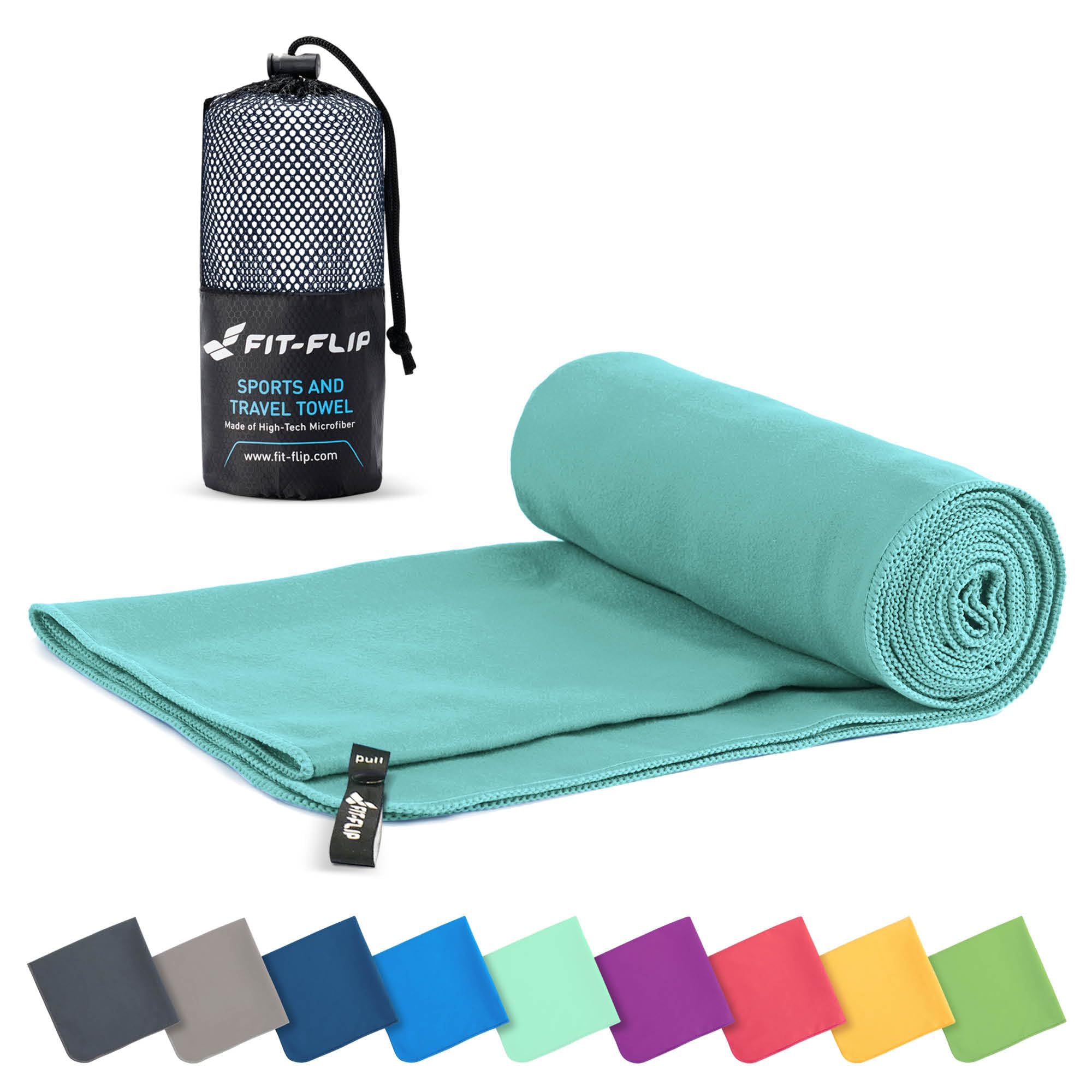 Fit-Flip Asciugamano microfibra - compatto e ultraleggero - asciugamani palestra - il perfetto telo mare grande - ottimale per viaggio, sport e piscina