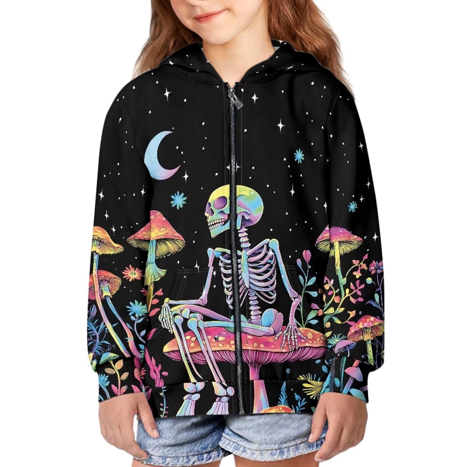 Unisex Zipper Sweatshirt Boys Girls Hooded with 2 Pocket Pullover Hoodies for 6-16Y Kids