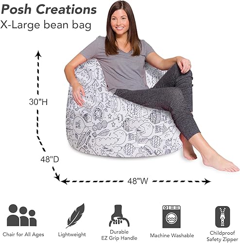 Miniatura 249 de Posh Creations - Sillón puff para niños, adolescentes y adultos, incluye funda extraíble y lavable a máquina, grande de 38 pulgadas, piel de conejo