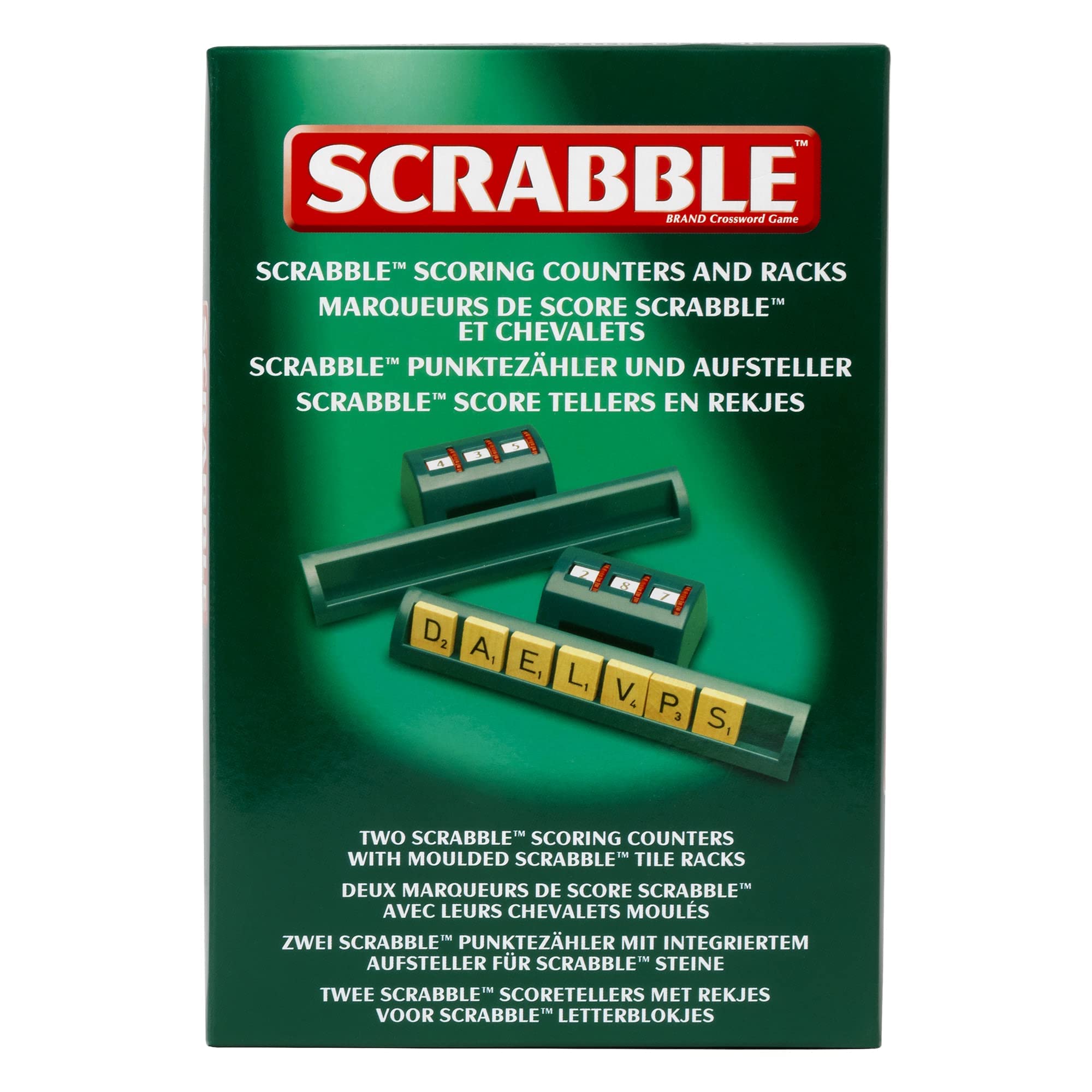 Ideal Scrabble : Lot de 2 compteurs de Points Classiques et Supports de Carreaux moulés | Jeux Classiques | Jeux de Mots | pour 2 à 4 Joueurs | À partir de 10 Ans