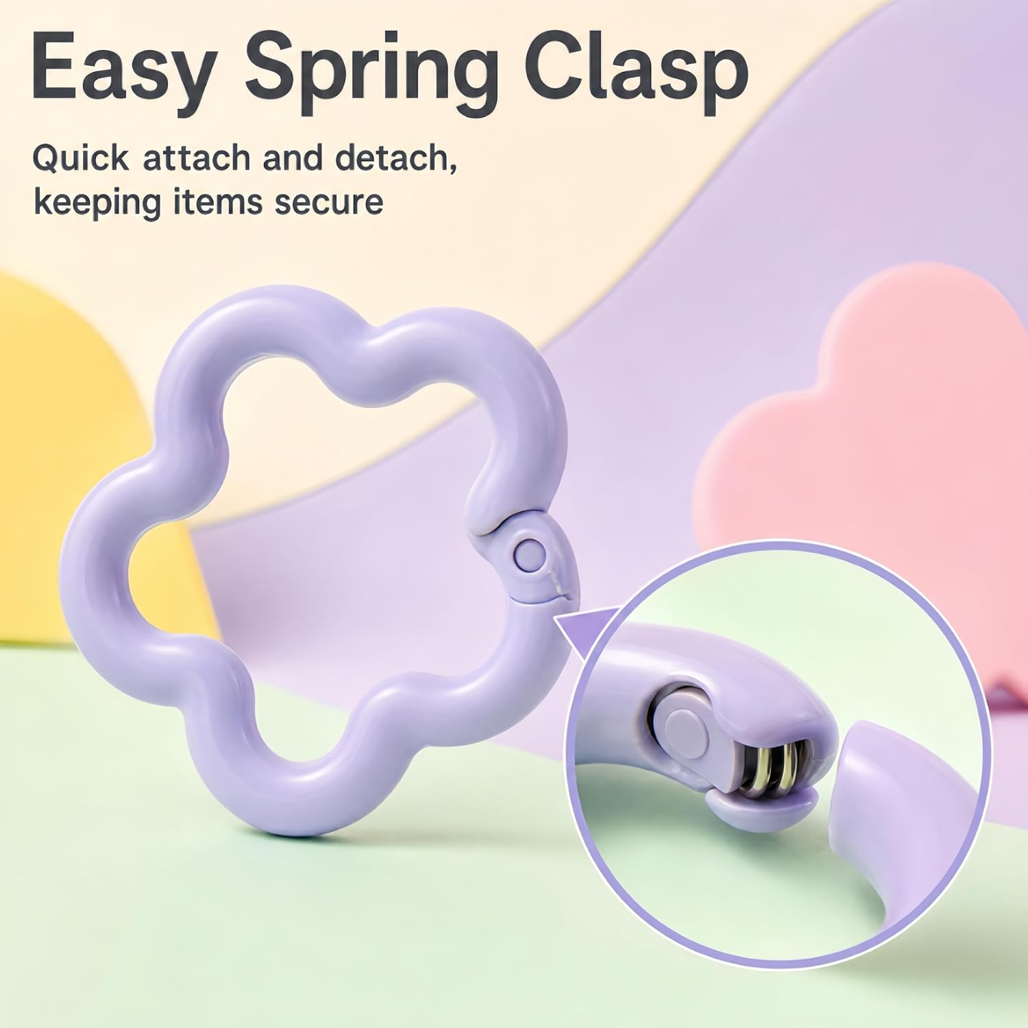 12Pcs Cute Flower-Shaped Carabiner Clips Alloy Spring Keychain image 4