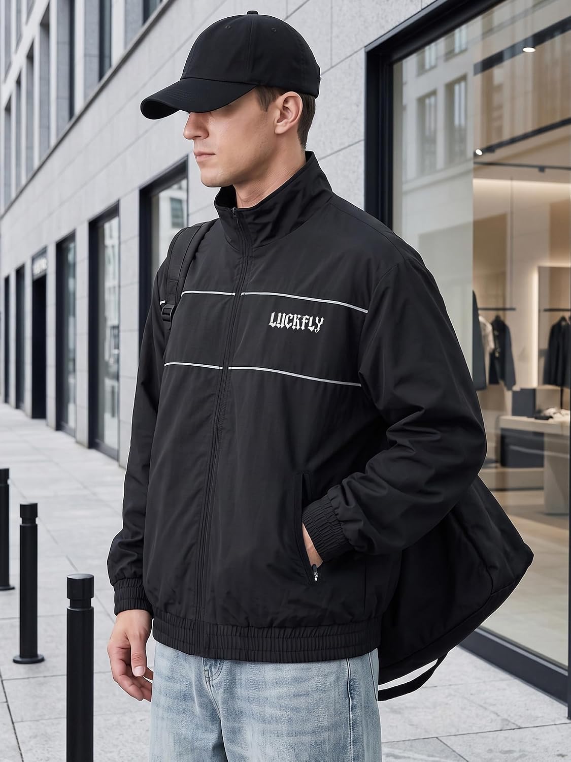 Men's Reflective Lightweight Windbreaker Running Athletic Jacket